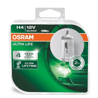 Osram Ultra life, forlygtepære, H4 - 2 stk.