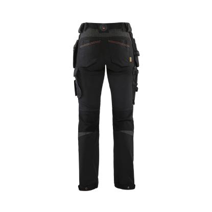 Blåkläder 7192 dame håndværker buks  4-vejs stretch, sort/rød