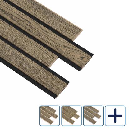 I-Wood Pro+ I-Lock 4-lamel akustikpanel, sort olieret, lys kerne, egefiner, 16 x 300 x 2400 mm