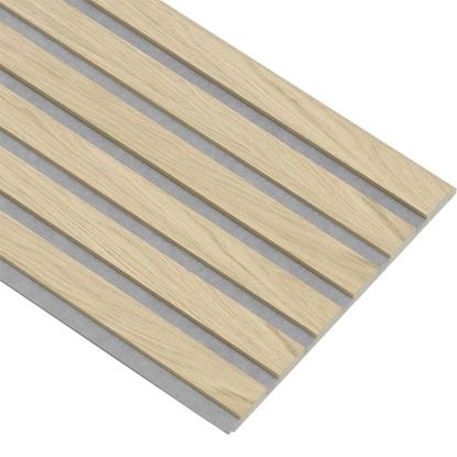 I-Wood Basic Original akustikpanel, ubehandlet natur, grå filt og lys kerne, egefiner, 16 x 300 mm 