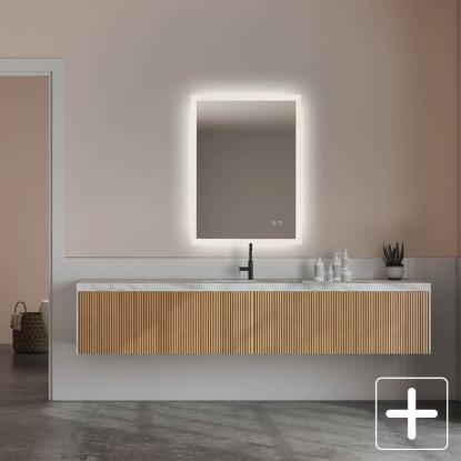 Houco Sunrise LED spejl med front + baggrundslys, lysstyrkeregulering og antidug, model 2 Houco Sunrise LED spejl med front + baggrundslys, lysstyrker