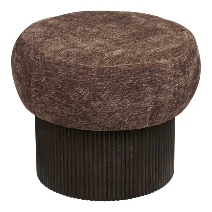 Christchurch puf med låg, chenille, mørkebrun, Ø52 cm