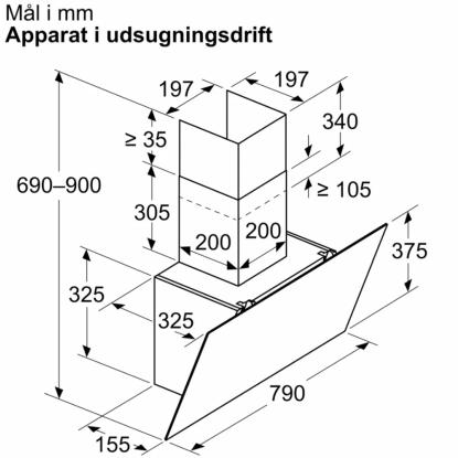 Bosch DWK85DK60 væghængt emhætte, sort, 80 cm