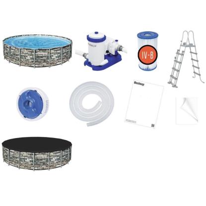 Bestway Power Steel pool sæt med filterpumpe, sten-look, Ø671 x 132 cm