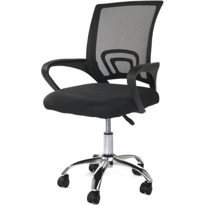 Kontorstol med mesh-ryg og justerbar højde, ergonomisk, sort