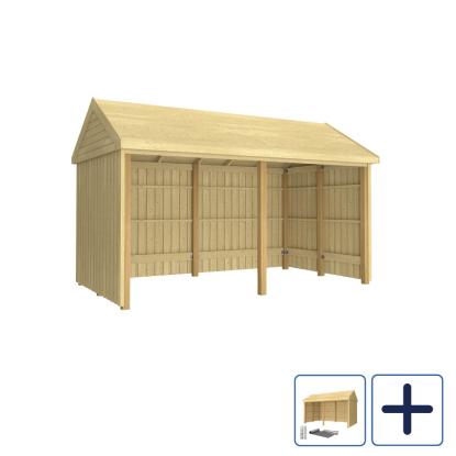 PLUS Classic Multi havehus i 2 moduler med åben front, natur/nåletræ