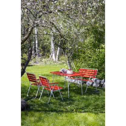 Varax Retro cafébord, sammenklappelig, buet, hvid/rød - 74 x 120 cm