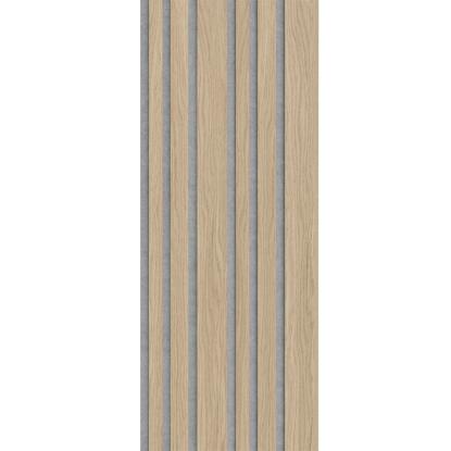I-Wood Medio+ Mixed akustikpanel, hvid olieret, grå filt og lys kerne, egefiner, 16 x 300 mm