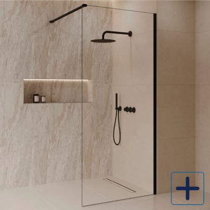 Best Design Dalis brusevæg, mat sort/klart glas