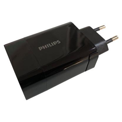 Philips USB lader fast-charge USB-A+C, sort, 30W