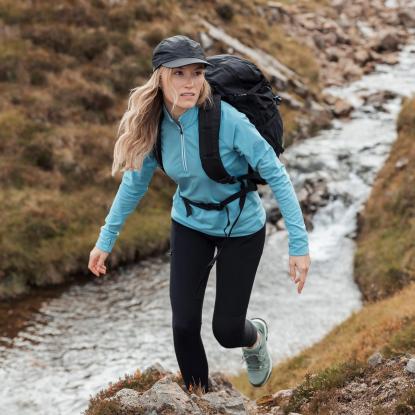 DLX GISELA Quickdry trøje med kort lynlås, dame, blå
