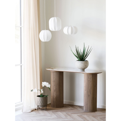 Athens konsolbord med keramisk bordplade, hvid/brun, 120 cm