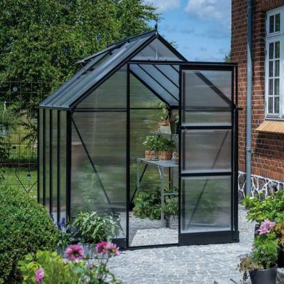 Halls Icon 6 drivhus 4,9 m², sort, 4 mm poly