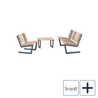 PLUS Siesta loungesæt med bord, drivtømmerfarve/nåletræ