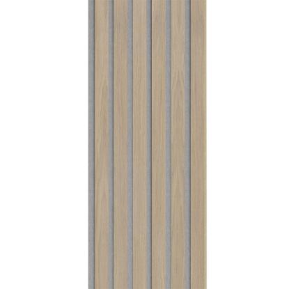 I-Wood Basic Original akustikpanel, hvid olieret, grå filt og lys kerne, egefiner, 16 x 300 mm 