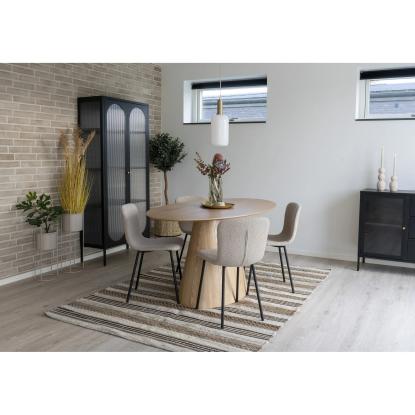 Spisebordsstol i bouclé, beige med sorte ben
