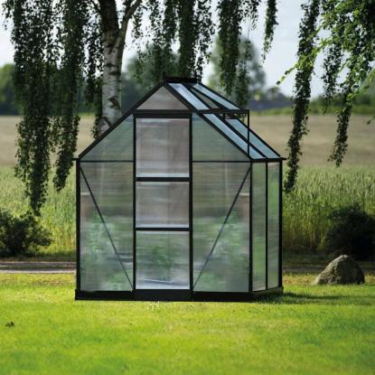 Halls Icon 6 drivhus 2,5 m², sort, 4 mm poly