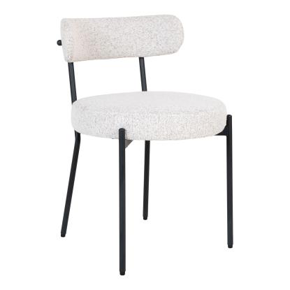 Spisebordsstol, hvid bouclé med sorte ben