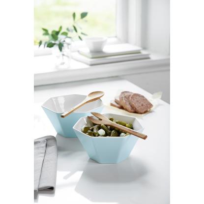 Steel-Function Hepta skål med bestik, porcelæn/bambus, isblå, 900 ml - 2 stk.