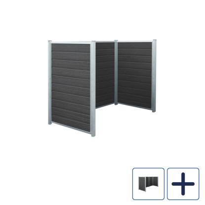 PLUS Artura renovationsskjul med stålstolper, skifergrå/komposit