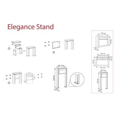 Bravios Elegance Exclusive postkasse med stander med lås, sort