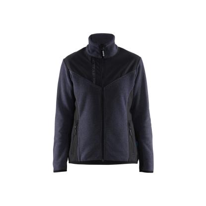 Blåkläder 5943 dame strikket jakke med softshell, mørk marineblå/sort