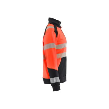 Blåkläder 3508 dame high vis sweatshirt full-zip, hi-vis rød/sort