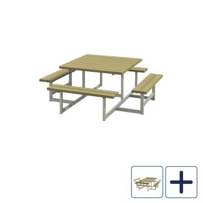 PLUS Picnic bord/bænkesæt, trykimprægneret, nåletræ