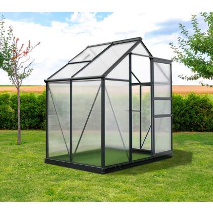 Westmann Flora 64 drivhus, aluminium/polycarbonat, antracitgrå - 2,51 m²