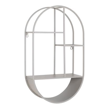 Væghylde, oval, stål, cool grey, 35x15x60 cm