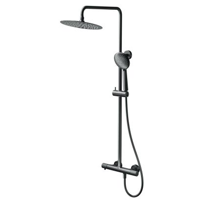 Houco Zen brusesæt inklusiv termostat, håndbruser og brusestang, gun metal