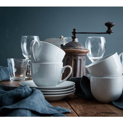 aida Café kaffekop med underkop, 22 cl, porcelæn, hvid - 4 stk.