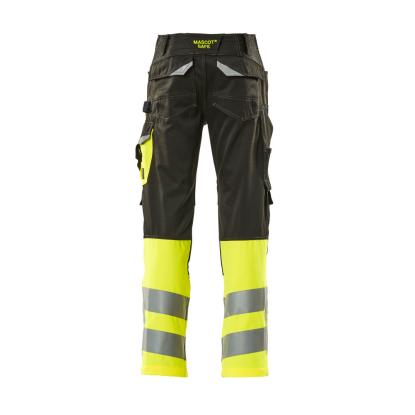 MASCOT SAFE SUPREME Leeds arbejdsbukser med knælommer, sort/hi-vis gul