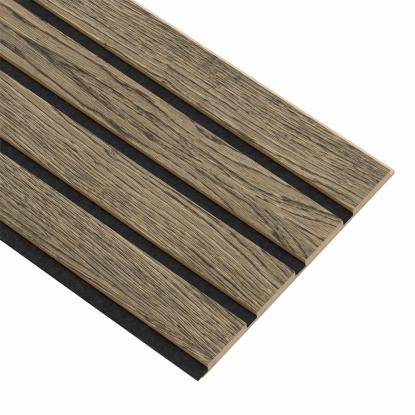 I-Wood Basic 4-lamel akustikpanel, sort olieret, sort filt og lys kerne, egefiner, 16 x 300 mm 
