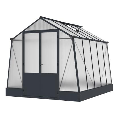 Westmann Aurora 810 drivhus, aluminium/polycarbonat, antracitgrå - 7,6 m²