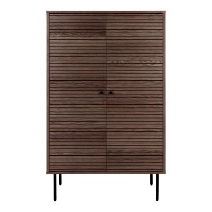 Kyoto vitrineskab med 2 smoked egefiner låger og sorte metalben, 80 x 40 x 130 cm