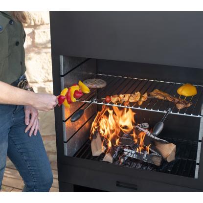 Westmann havepejs med grillrist, sort, 229 x 70 x 41 cm