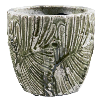 Urtepotte, terracotta, grøn/hvid, Ø20 cm