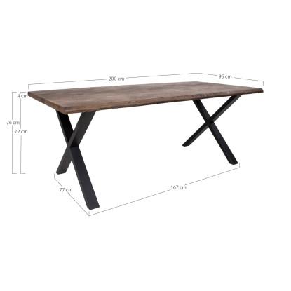 Spisebord i smoked olieret med bølget kant - forberedt tillægsplader 200x95xh75cm