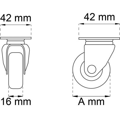 Habo 5345 møbelhjul med fast plade, Ø30 mm - 4stk.