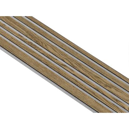 I-Wood Basic Mixed akustikpanel, mørkebrun olieret, grå filt og sort kerne, egefiner, 17 x 300 mm 