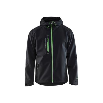 Blåkläder 4949 softshell jakke med hætte, sort/grøn