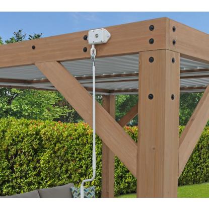 Westmann Karl pergola, cedertræ/aluminium, natur/hvid, 251 x 335 x 396 cm