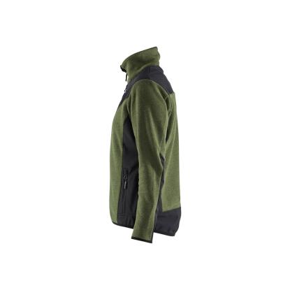 Blåkläder 5943 dame strikket jakke med softshell, efterårsgrøn/sort
