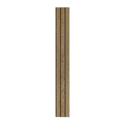 I-Wood Medio+ 3-lamel akustikpanel, mørkebrun olieret, sort filt og lys kerne, egefiner, 16 x 300 mm