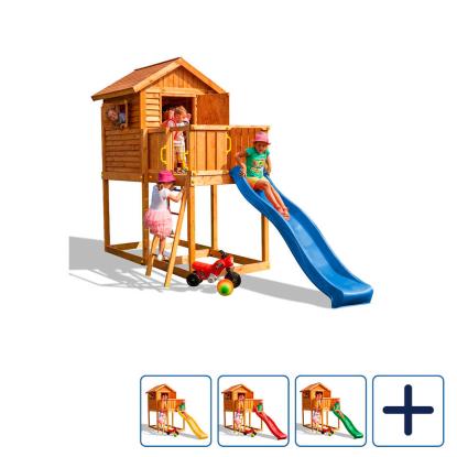 Fungoo MyHouse legetårn med legehus og rutsjebane