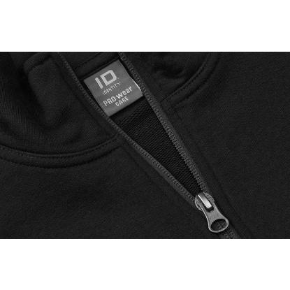 ID PRO Wear CARE 0385 sweatshirt med kort lynlås, ubørstet, dame, sort