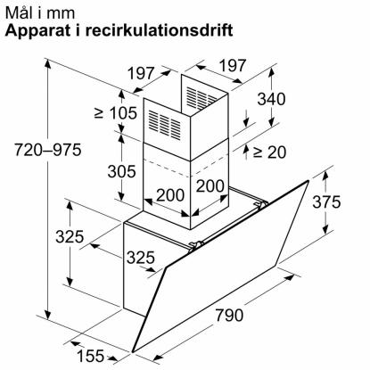 Siemens iQ100 væghængt emhætte LC85KDK60, sort, 80 cm