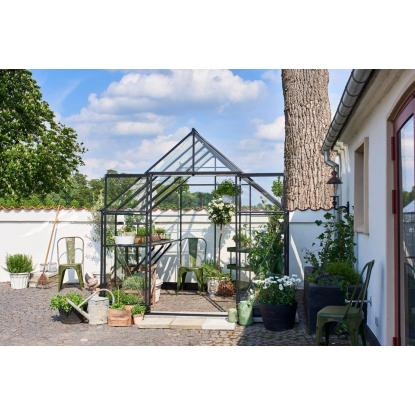 Halls Qube+ 88 drivhus 6,6 m², sort, 3 mm hærdet glas