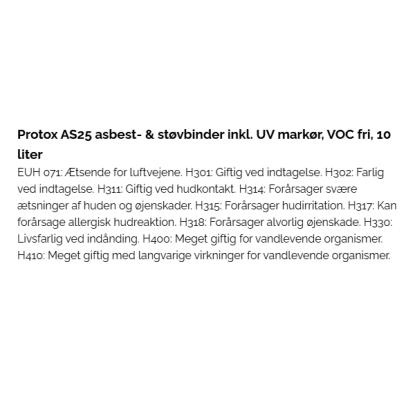 Protox AS25 asbest- & støvbinder inkl. UV markør, VOC fri - 10 liter